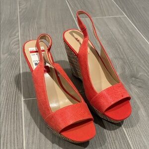 Anne Klein Vibrant Red Wedge Sandals 8.5